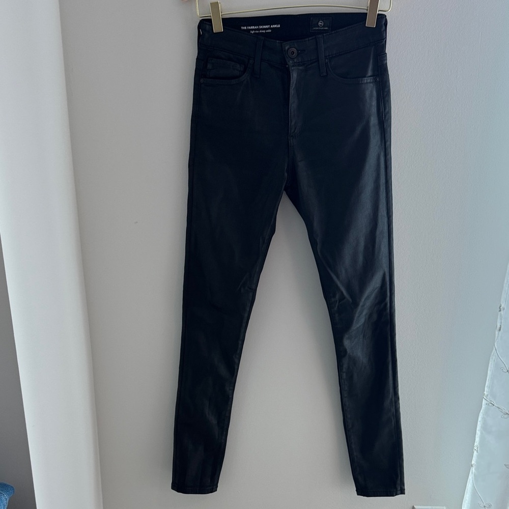 AG Jeans The Farrah Skinny Mid Rise Ankle Black Coated Denim - Picture 5 of 7